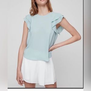 Aritzia Sunday Best Soft Yellow Ruffle Sleeve Top